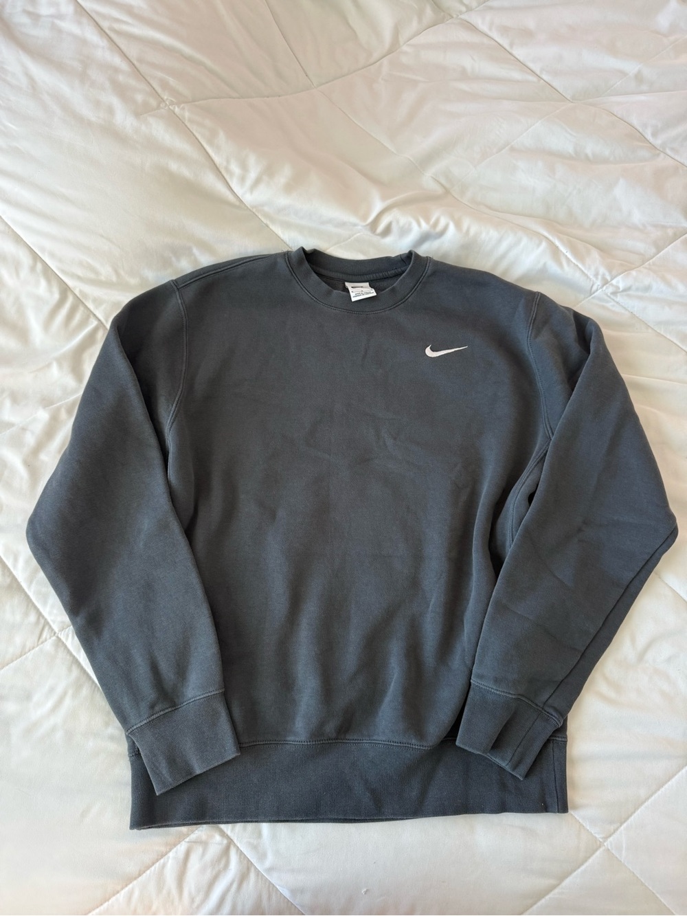Nike Men's Crewneck Sweatshirt in Dark Charcoal with White Swoosh